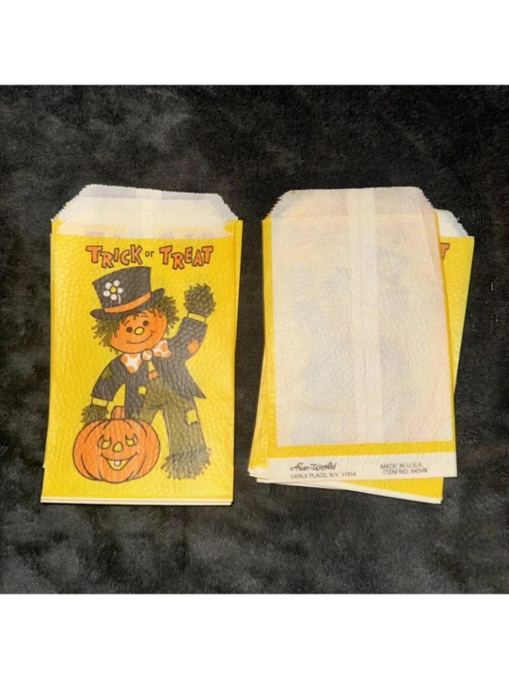 Lot Of 10 Vintage Scarecrow Pumpkin  Halloween Trick Treat Bags 1980s Ephemera